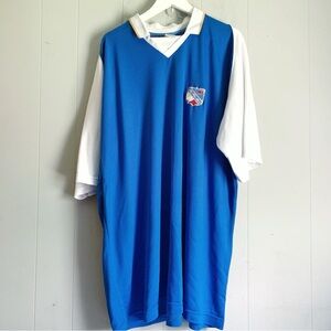 Vintage 90s Nike Blue Ribbon Sports Blue & White BRS Embroidered Polo Shirt 4XL